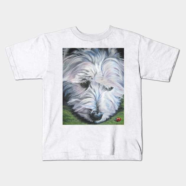 West Highland Terrier Fine Art Painting Kids T-Shirt by LASHEPARD